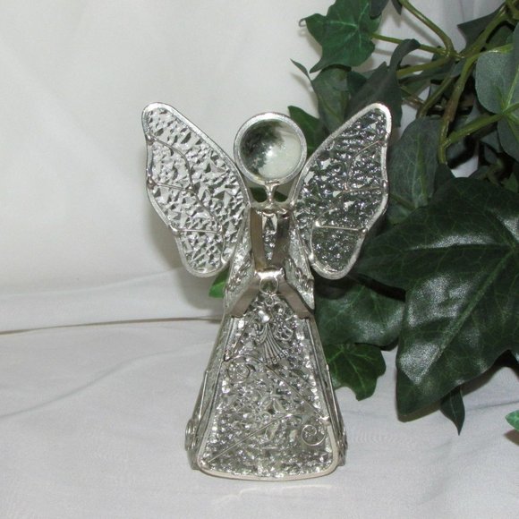 Art Glass Angel Tealight Candle Holder 5.5" Tall Pretty Christmas Holiday Decor - Picture 1 of 7